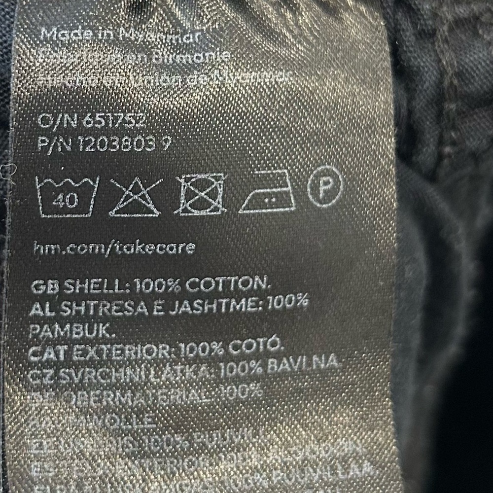 H&M Canvas Cargo Trousers Pants Black - Picture 7 of 7